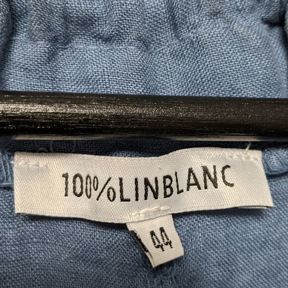 100% LIN BLANC Blue Linen Pocket Dress M - Picture 6 of 10